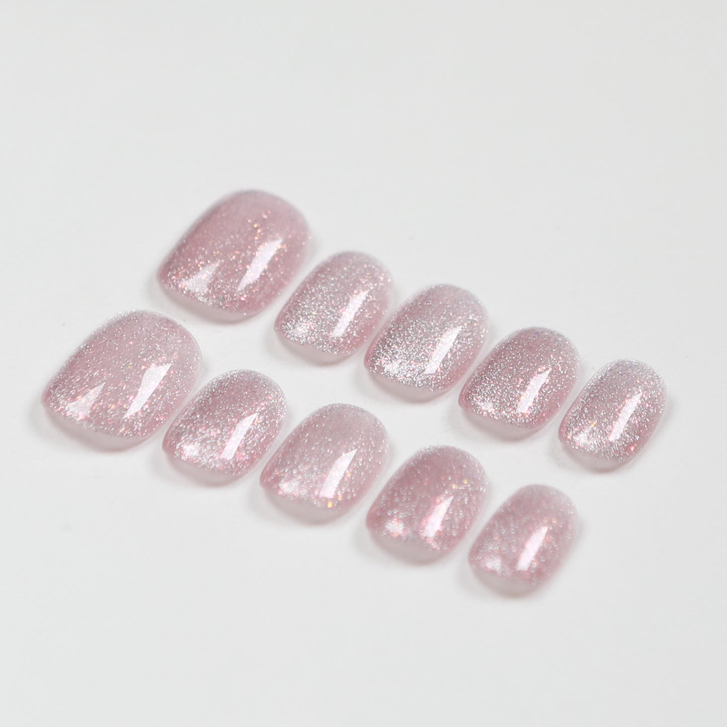 Love Scratch | Pink Short Square Cat Eye Press-on Nails