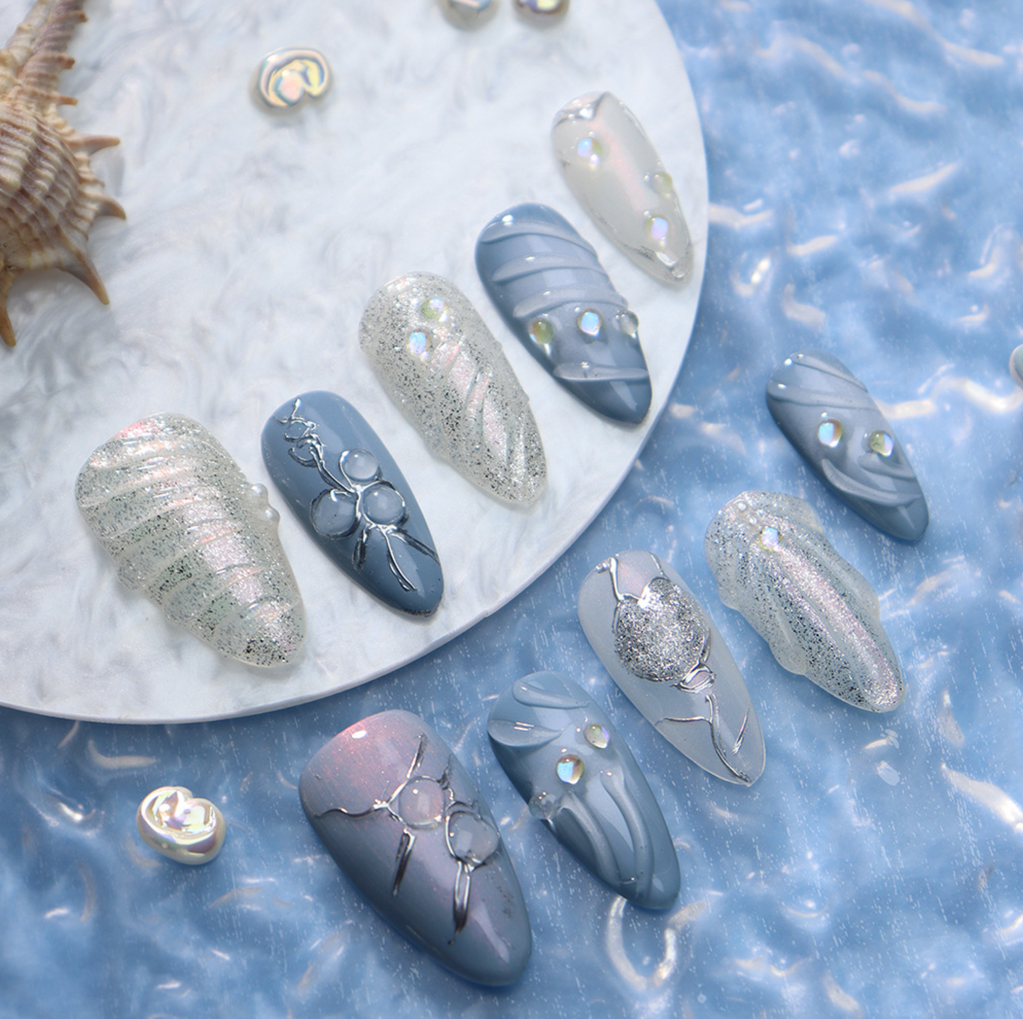 Love Scratch | Colorful Regular Almond Aura Press-on Nails