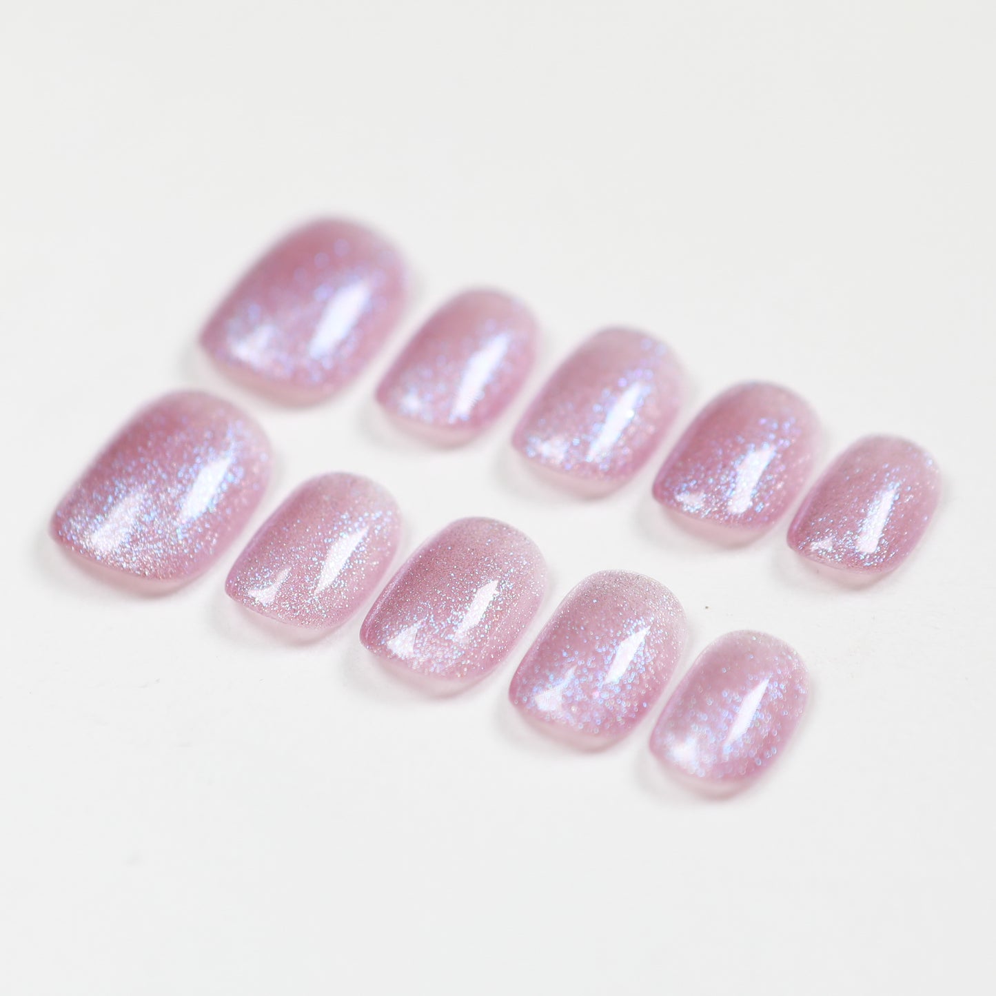 Love Scratch | Pink Short Square Cat Eye Press-on Nails