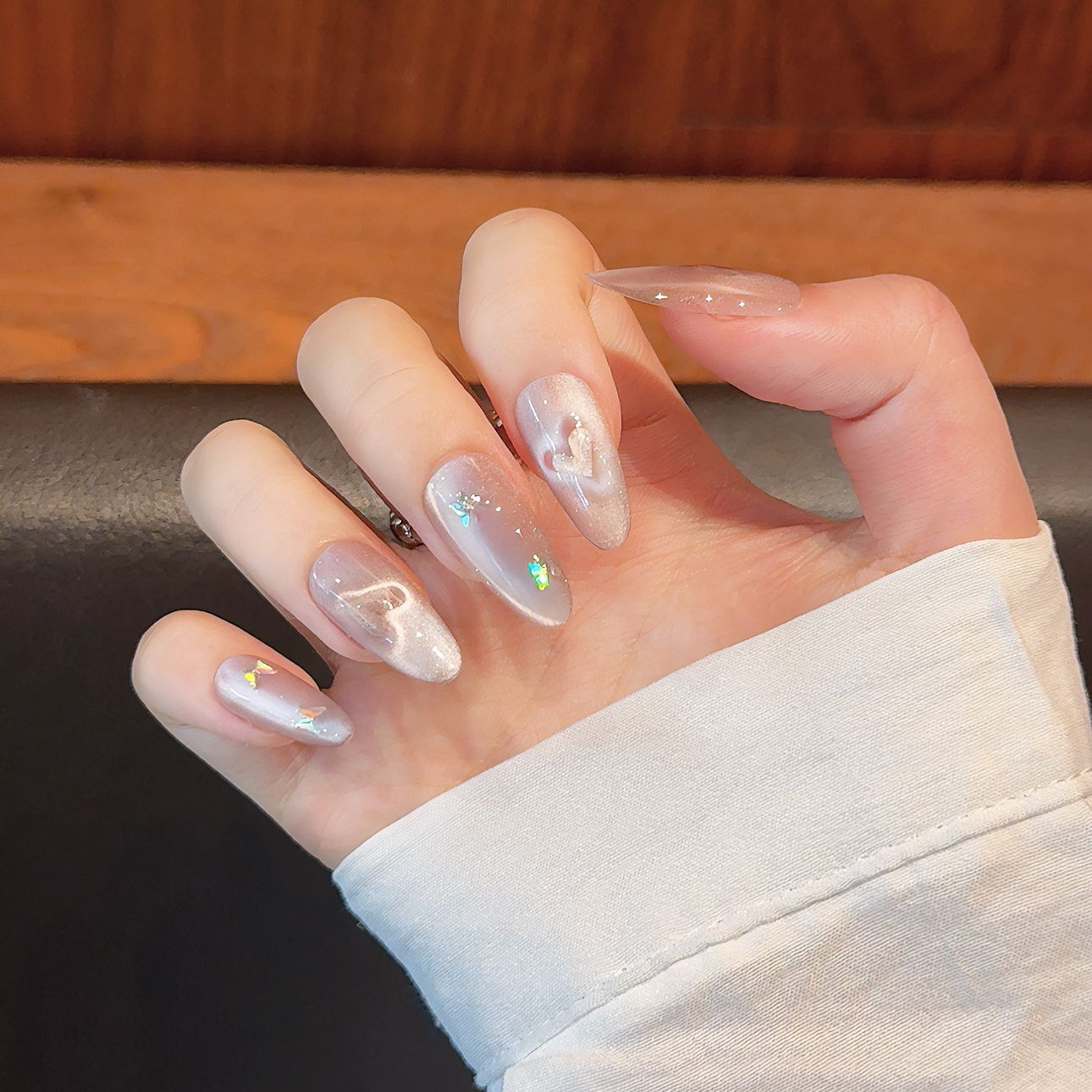 Love Scratch | Pink Regular Oval Heart Cat Eye Press-on Nails