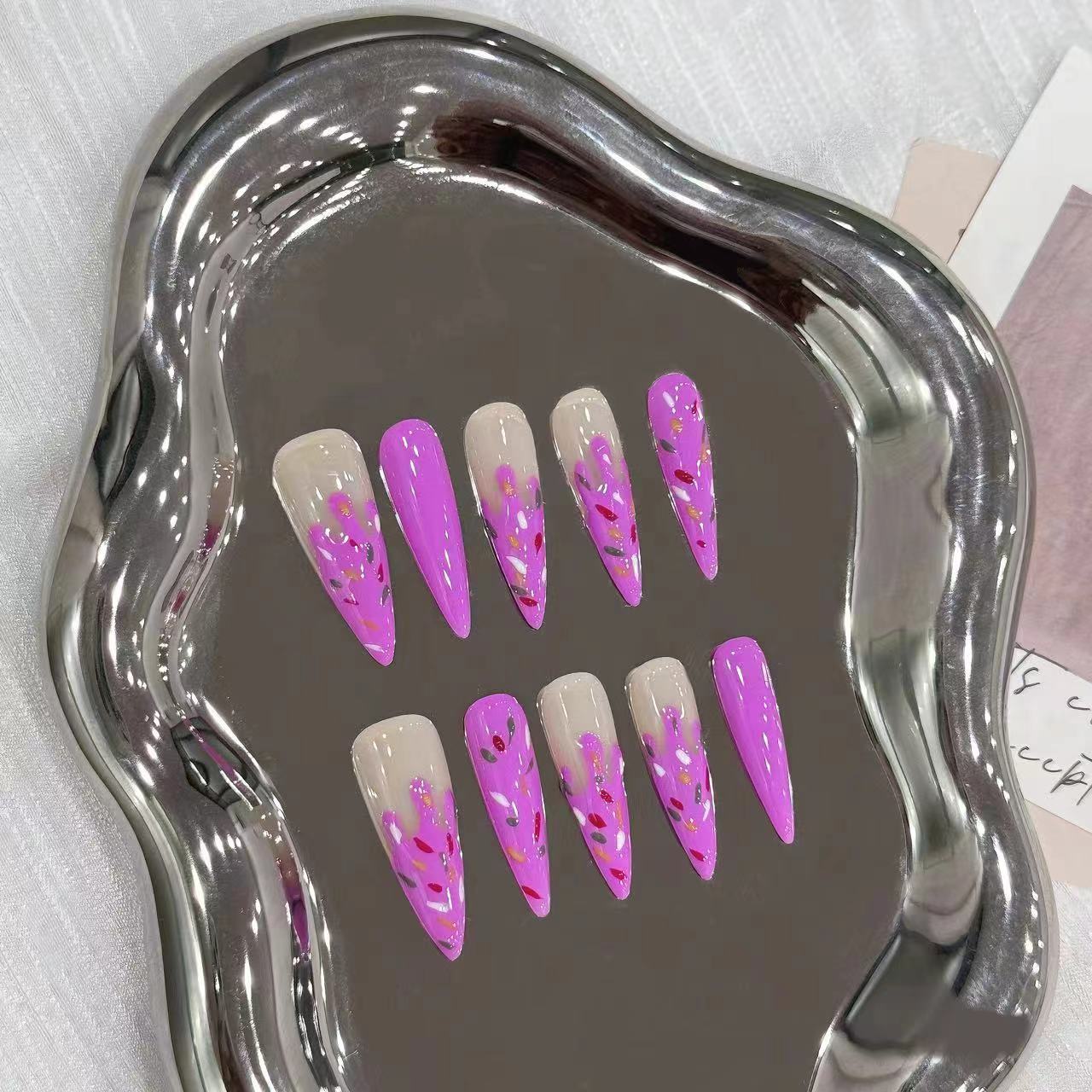 Love Scratch | Pink Long Stiletto Cartoon Press-on Nails