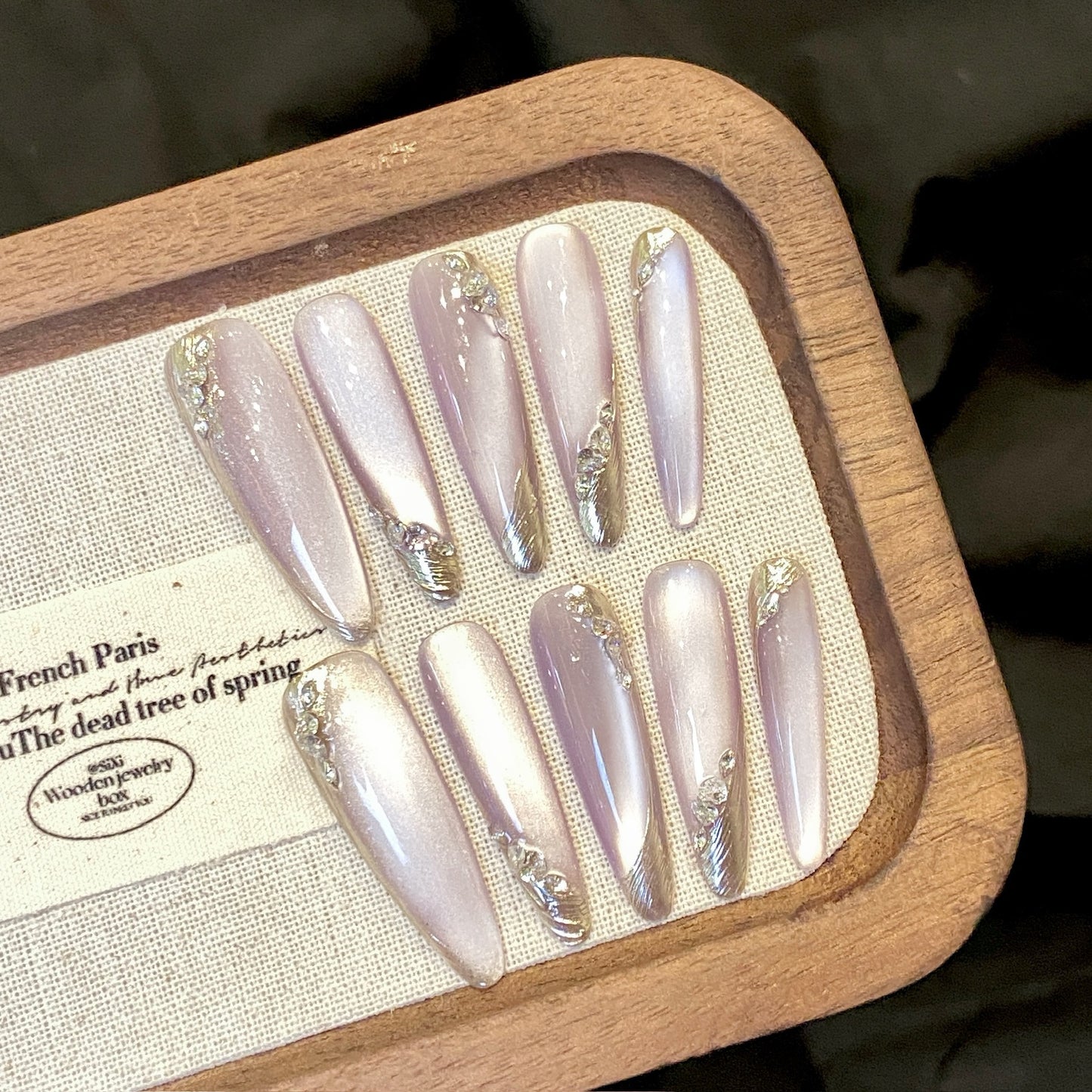 Love Scratch | Purple Extra Long Oval Diamond Press-on Nails