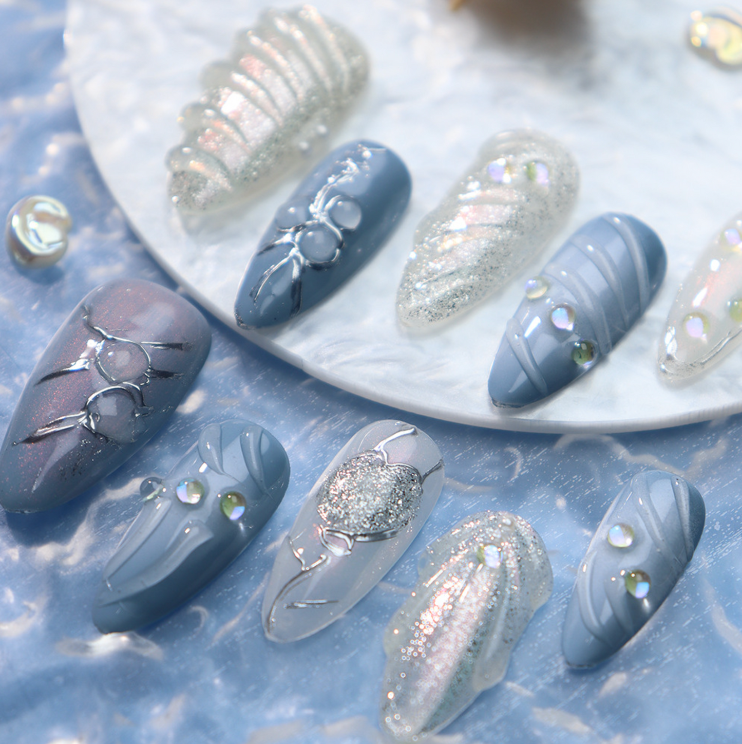 Love Scratch | Colorful Regular Almond Aura Press-on Nails