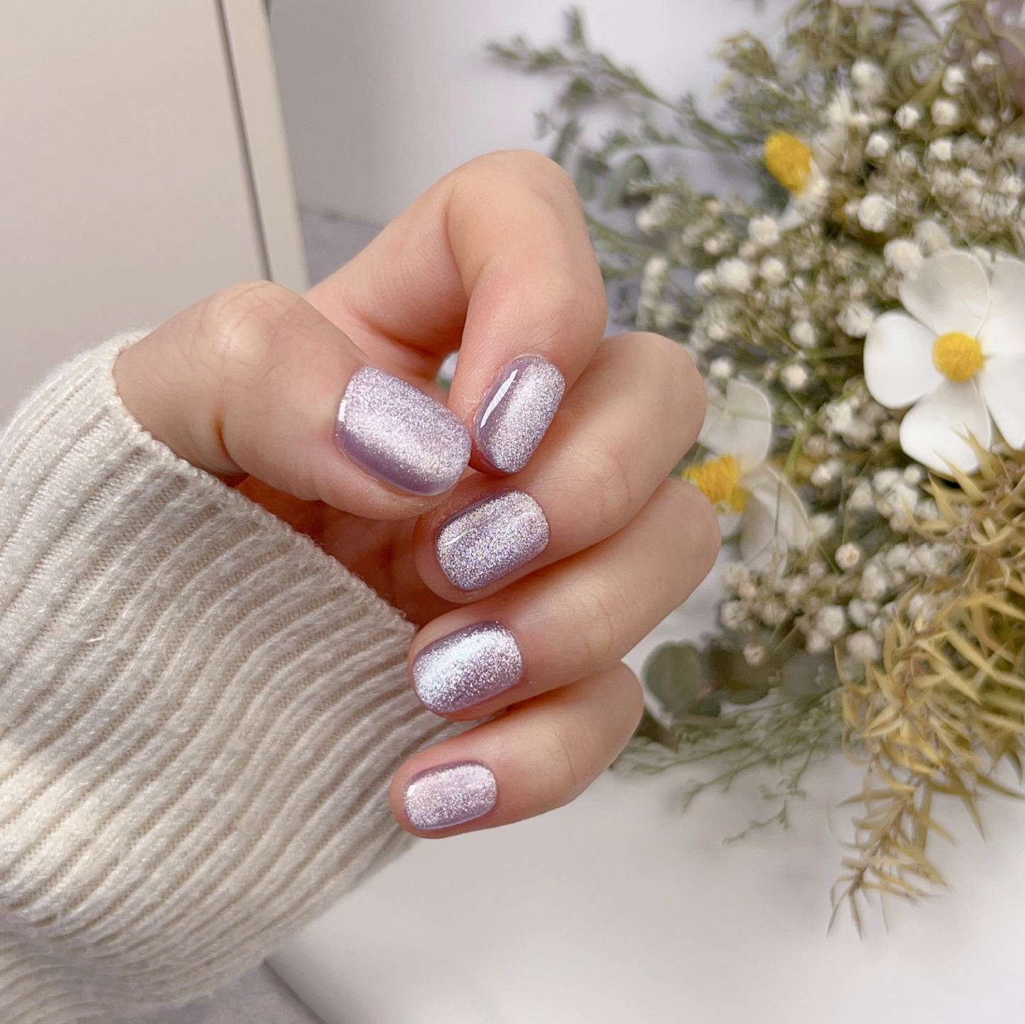Love Scratch | Purple Short Square Cat Eye Press-on Nails