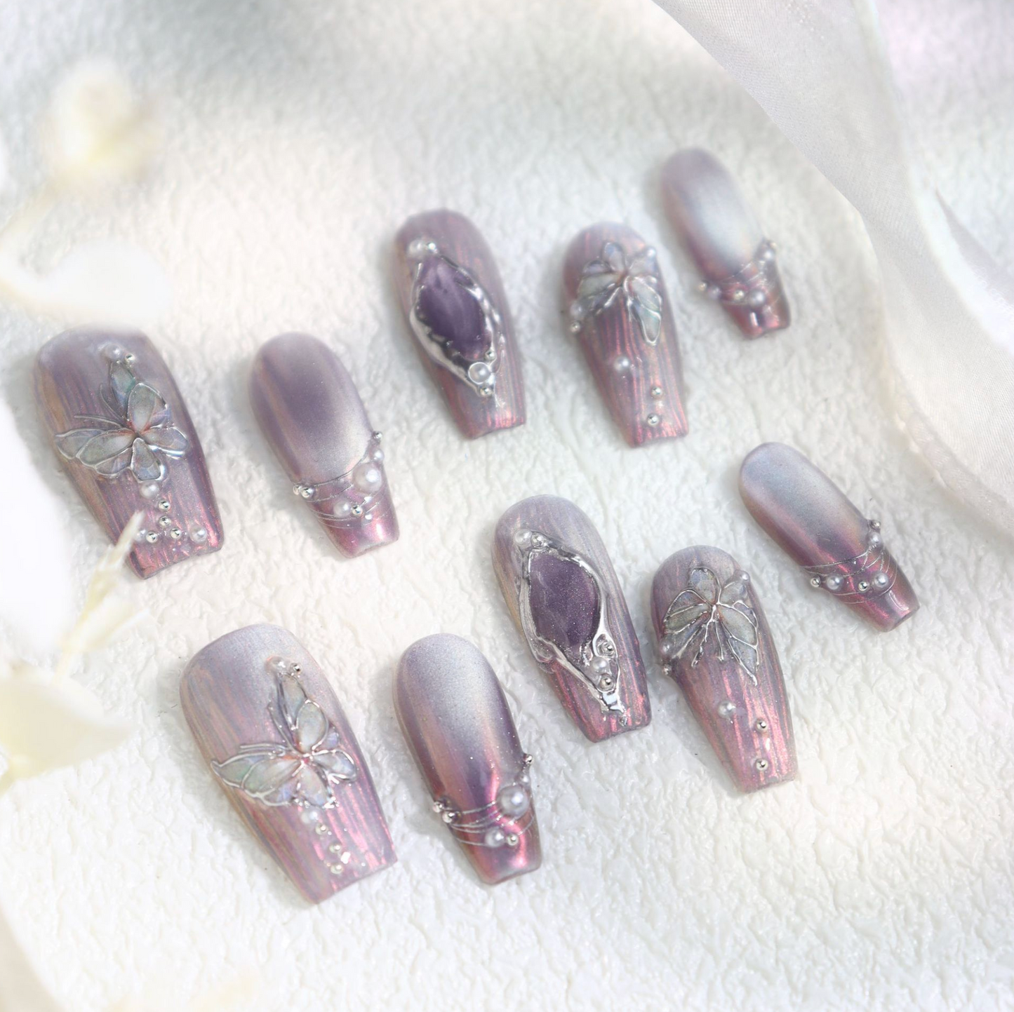 Love Scratch | Pink Regular Coffin Swirls Press-on Nails