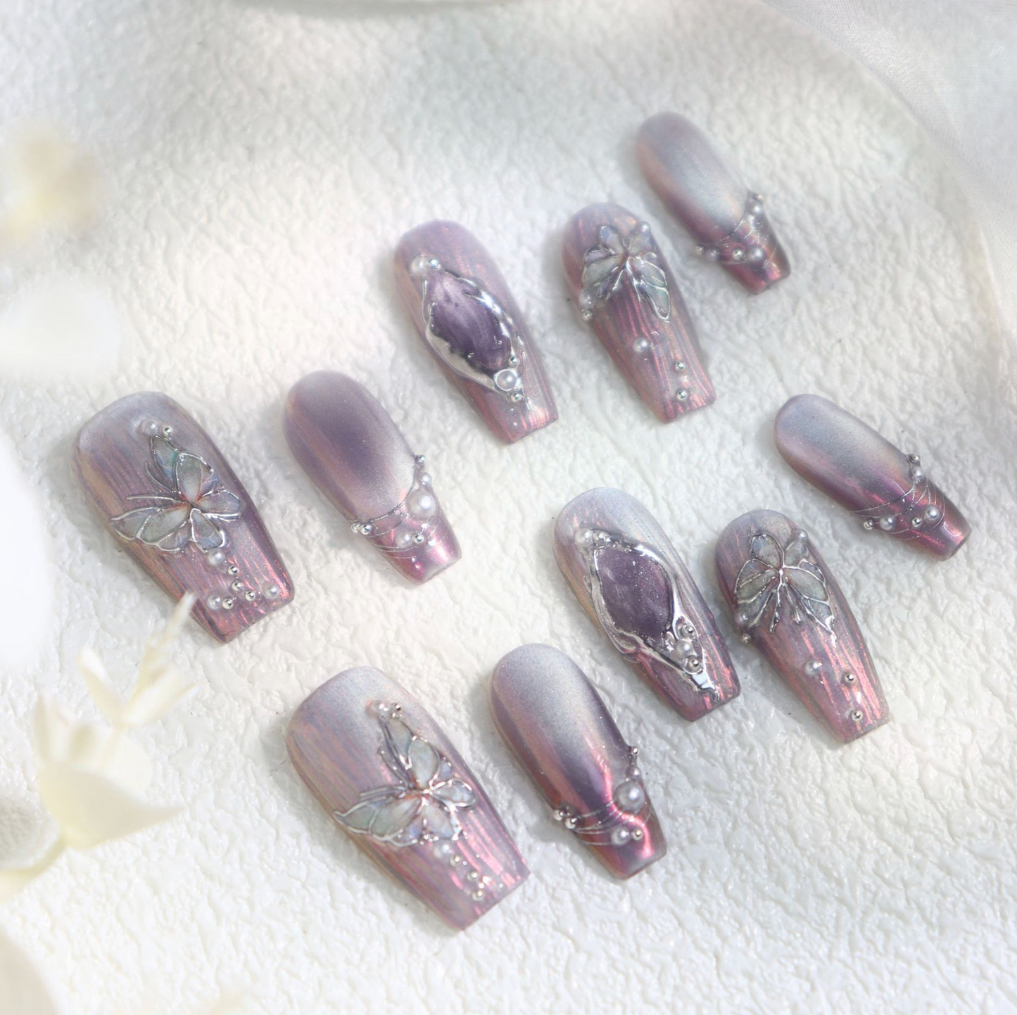 Love Scratch | Pink Regular Coffin Swirls Press-on Nails
