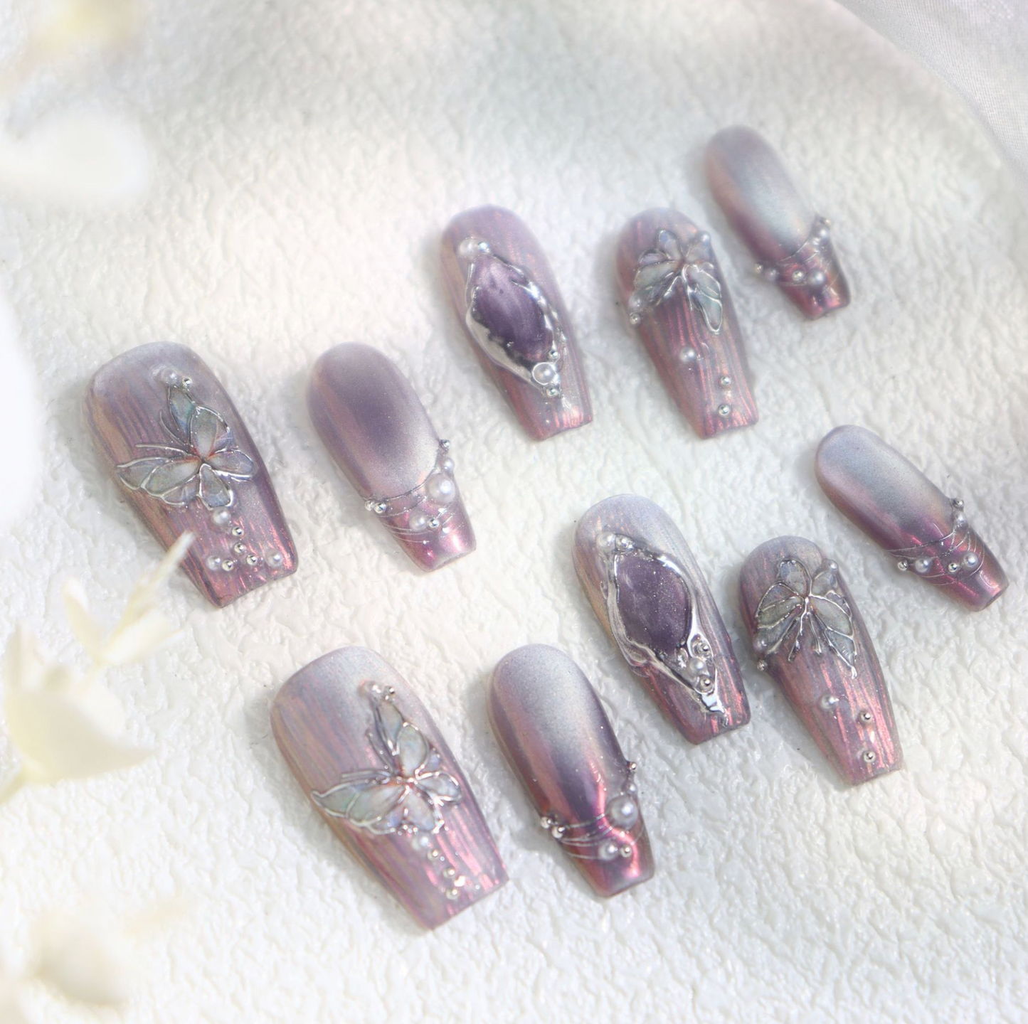 Love Scratch | Pink Regular Coffin Swirls Press-on Nails