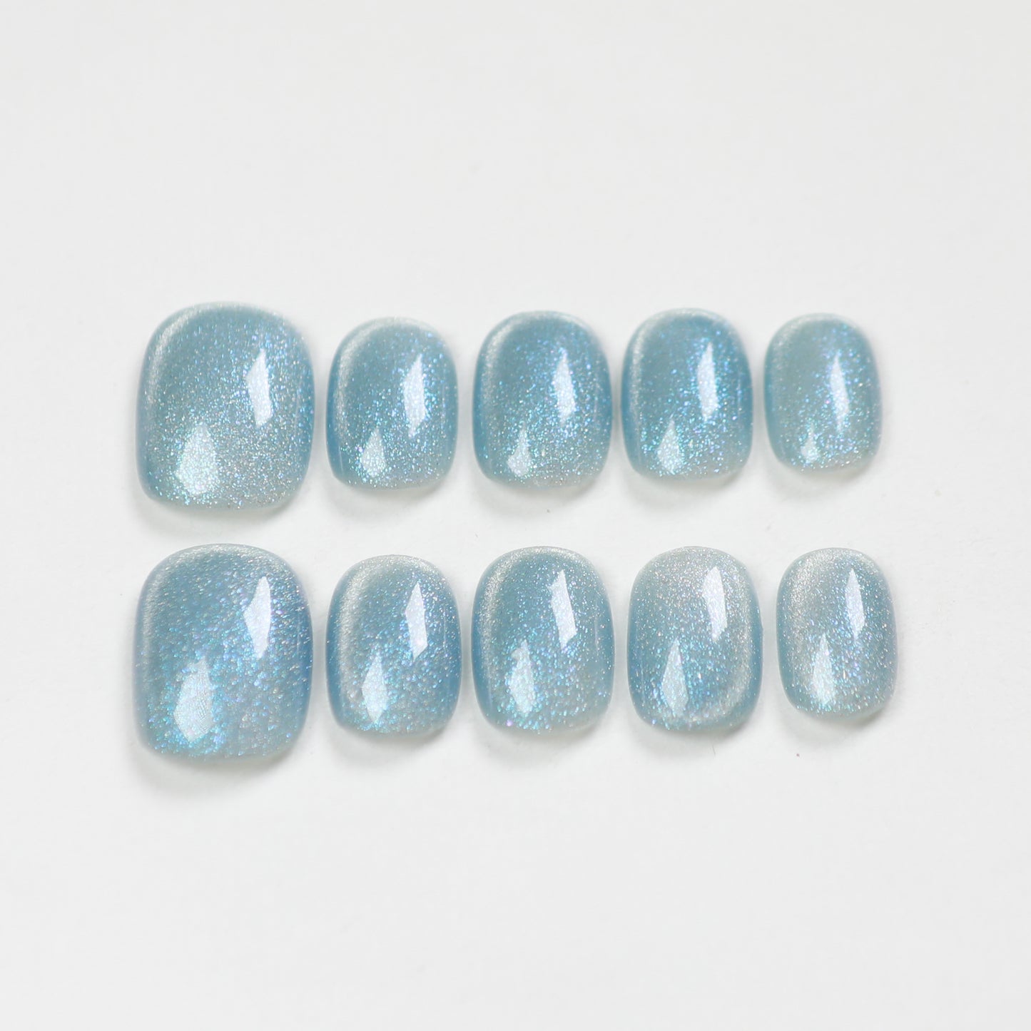 Love Scratch | Blue Short Square Cat Eye Press-on Nails