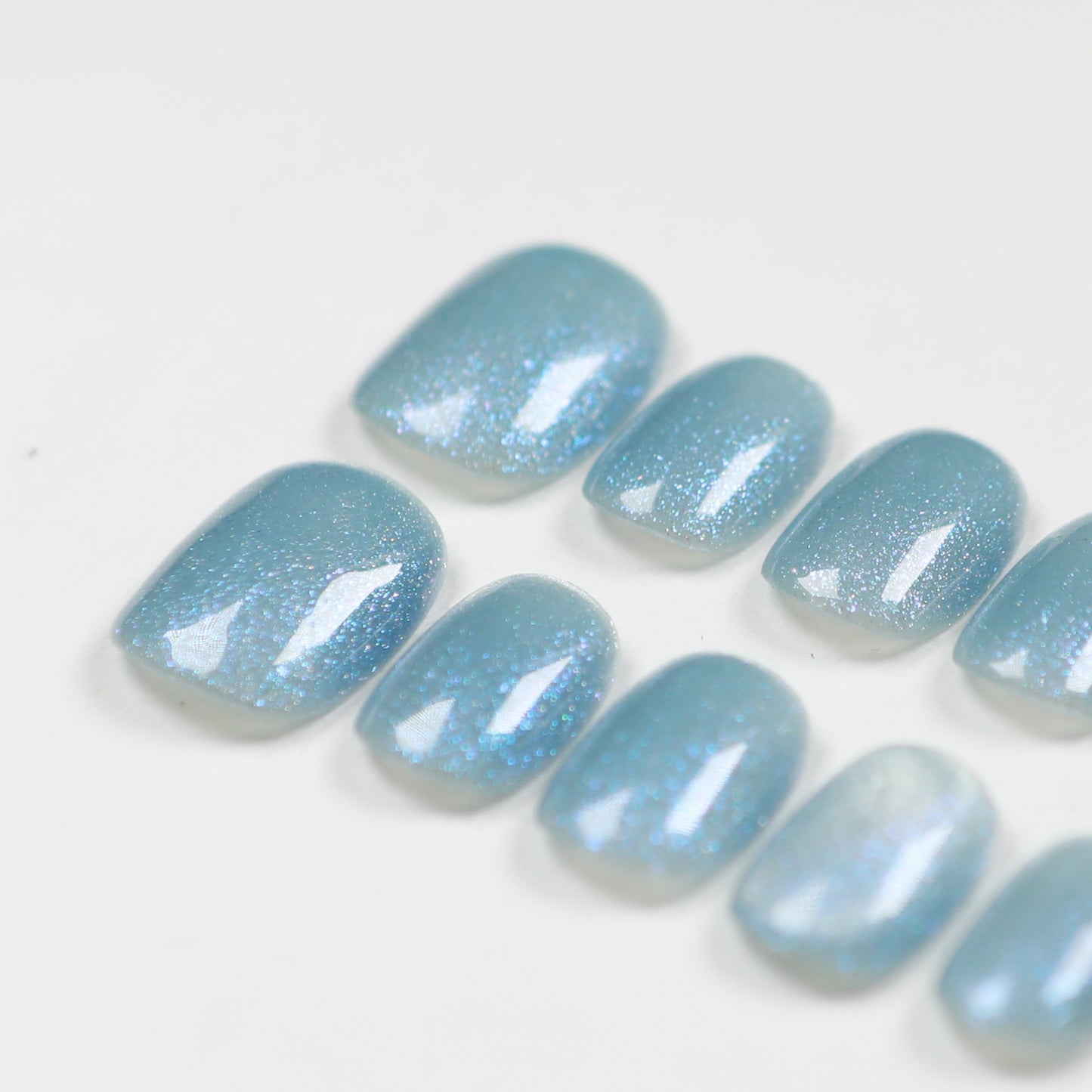 Love Scratch | Blue Short Square Cat Eye Press-on Nails