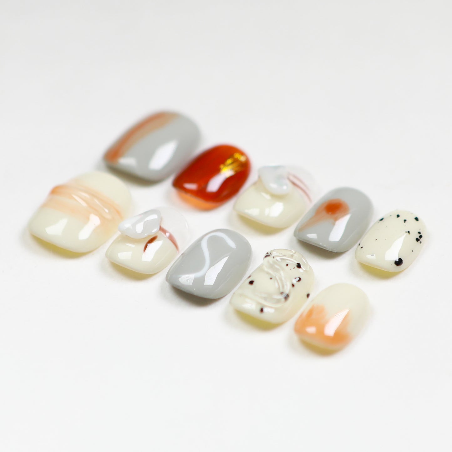 Love Scratch | Colorful Short Square Hand Painted Press-on Nails