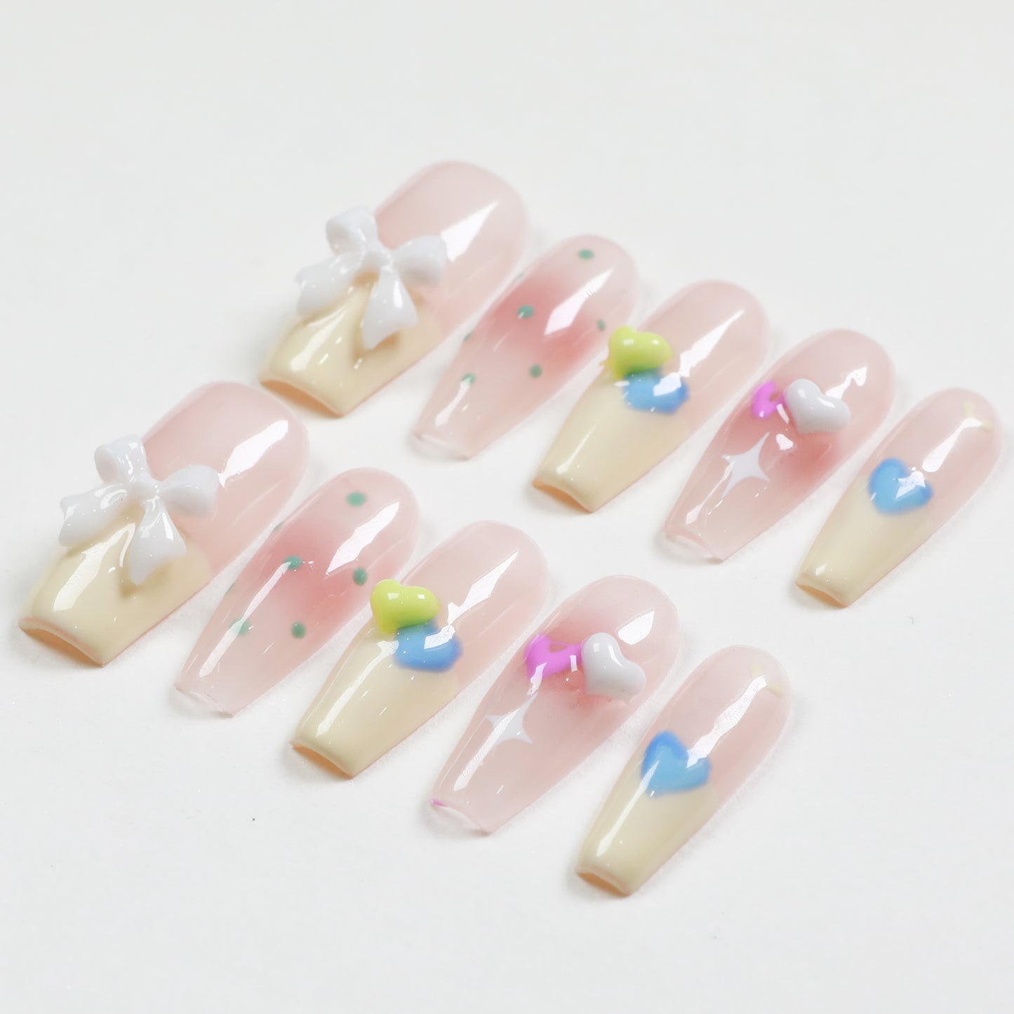 Love Scratch | Pink Mid Length Coffin Bow Tie Press-on Nails