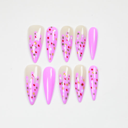 Love Scratch | Pink Long Stiletto Cartoon Press-on Nails