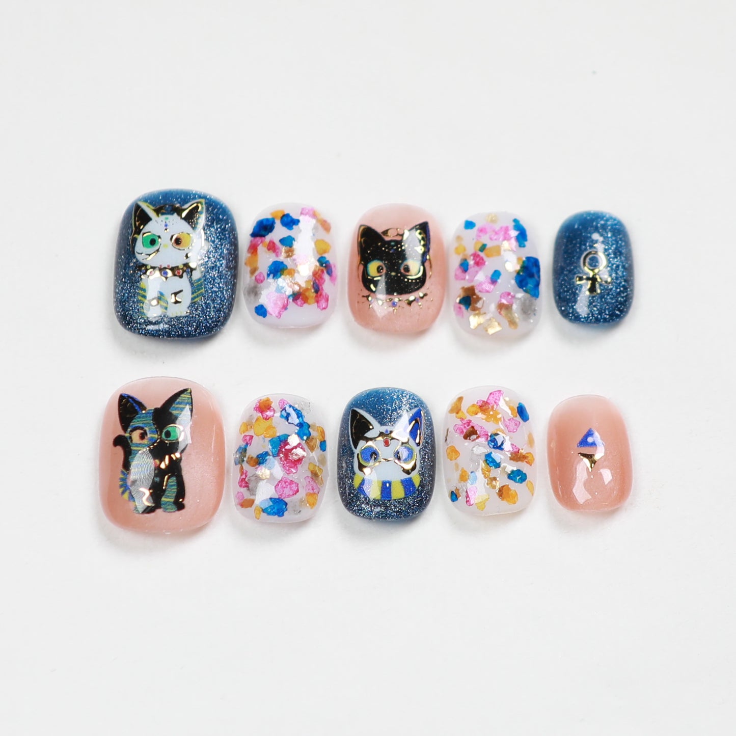 Love Scratch | Colorful Short Square Cartoon Press-on Nails