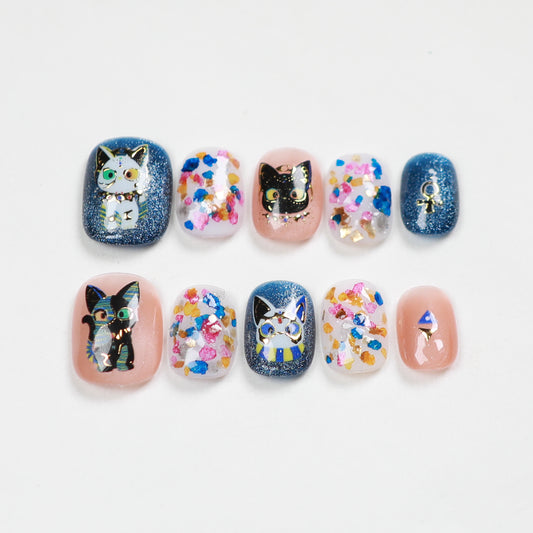 Love Scratch | Colorful Short Square Cartoon Press-on Nails