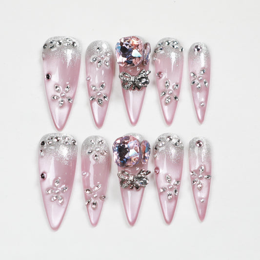 Love Scratch | Pink Long Stiletto Ombre Press-on Nails