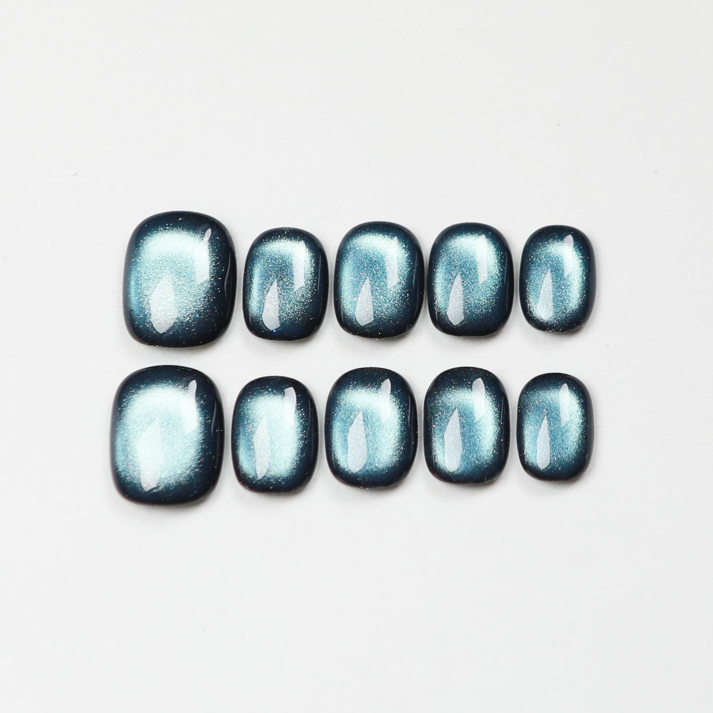 Love Scratch | Blue Short Square Cat Eye Press-on Nails