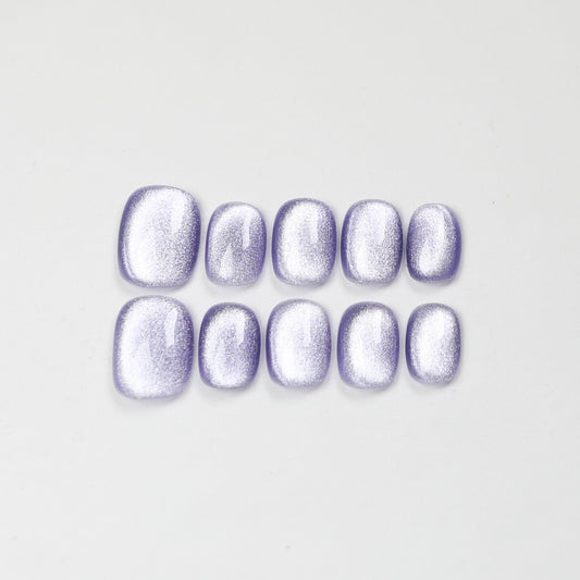 Love Scratch | Purple Short Square Cat Eye Press-on Nails