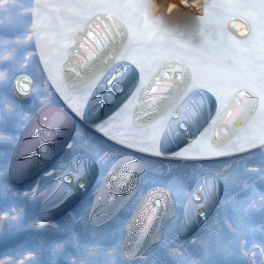Love Scratch | Colorful Regular Almond Aura Press-on Nails