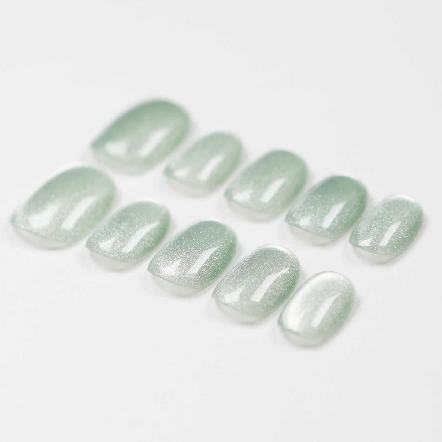 Love Scratch | Green Short Square Cat Eye Press-on Nails