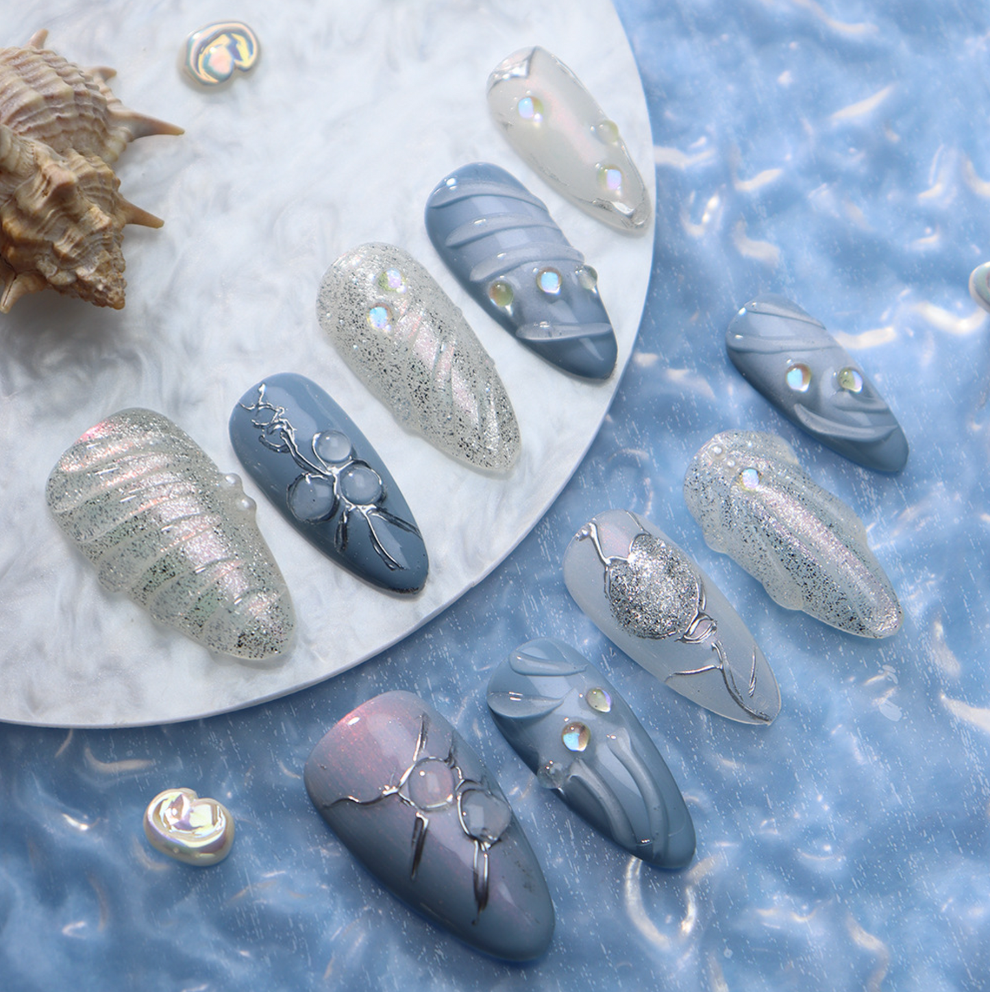 Love Scratch | Colorful Regular Almond Aura Press-on Nails