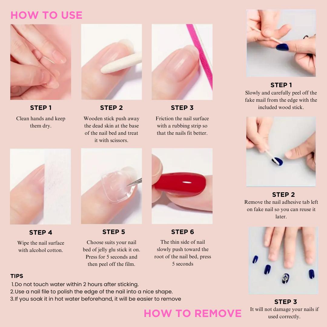 Love Scratch | Red Short Oval Hand Painted Press-on Nails