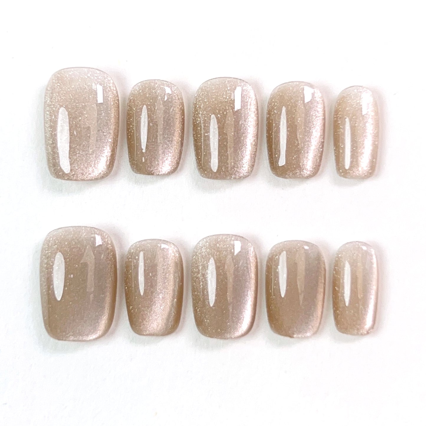 Apricot Short Cat Eye Press-on Nails