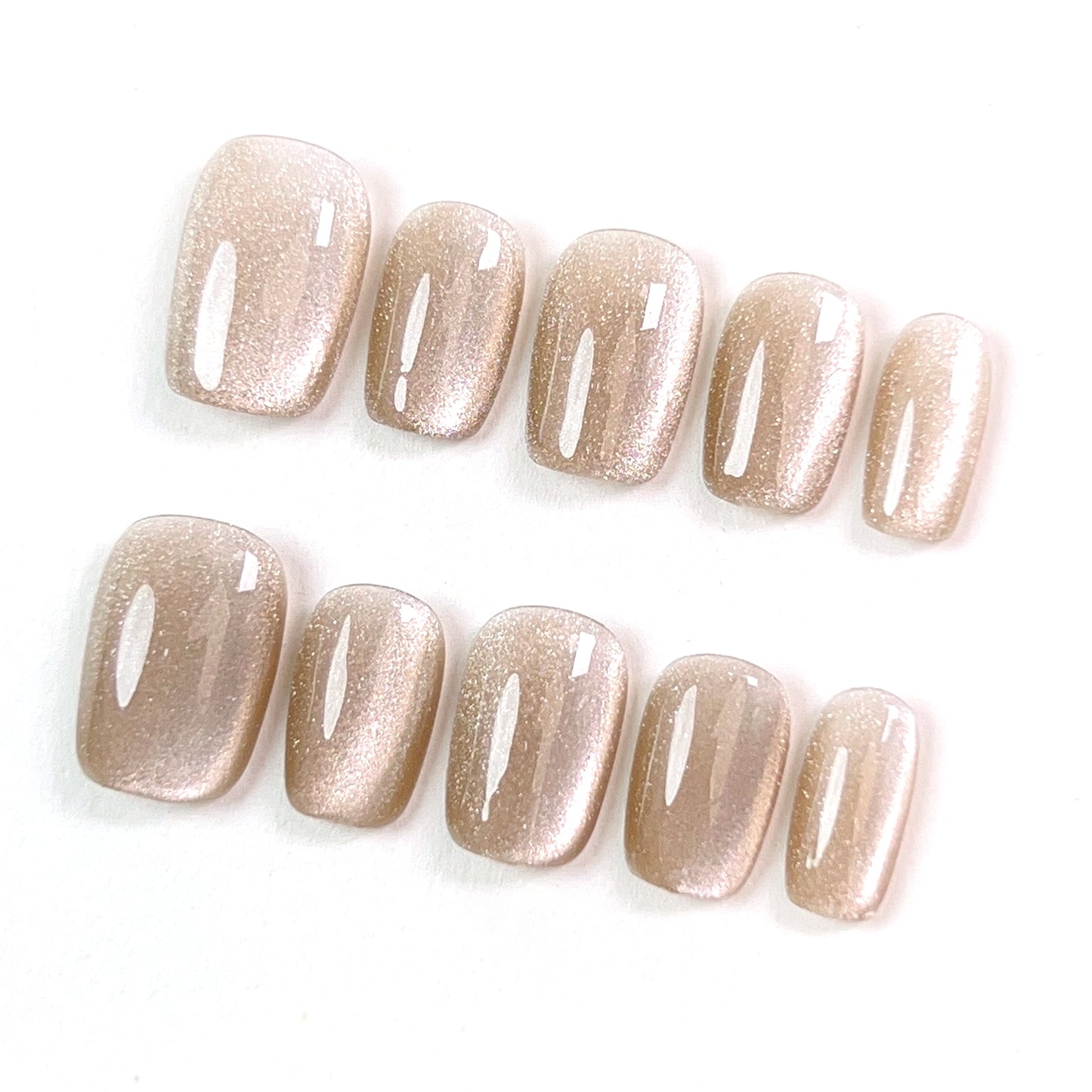 Apricot Short Cat Eye Press-on Nails