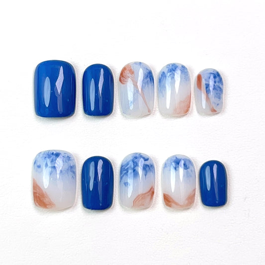 Blue Short Ombre Press-on Nails