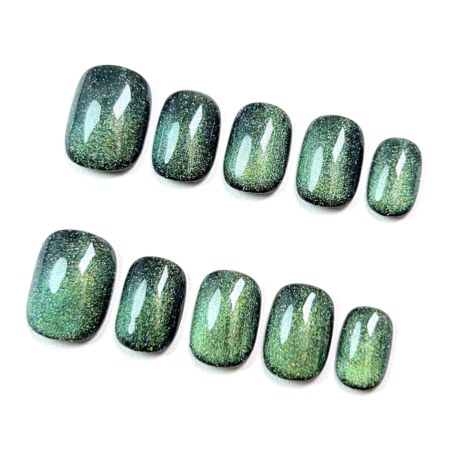 Vintage Green Short Cat Eye Press-on Nails