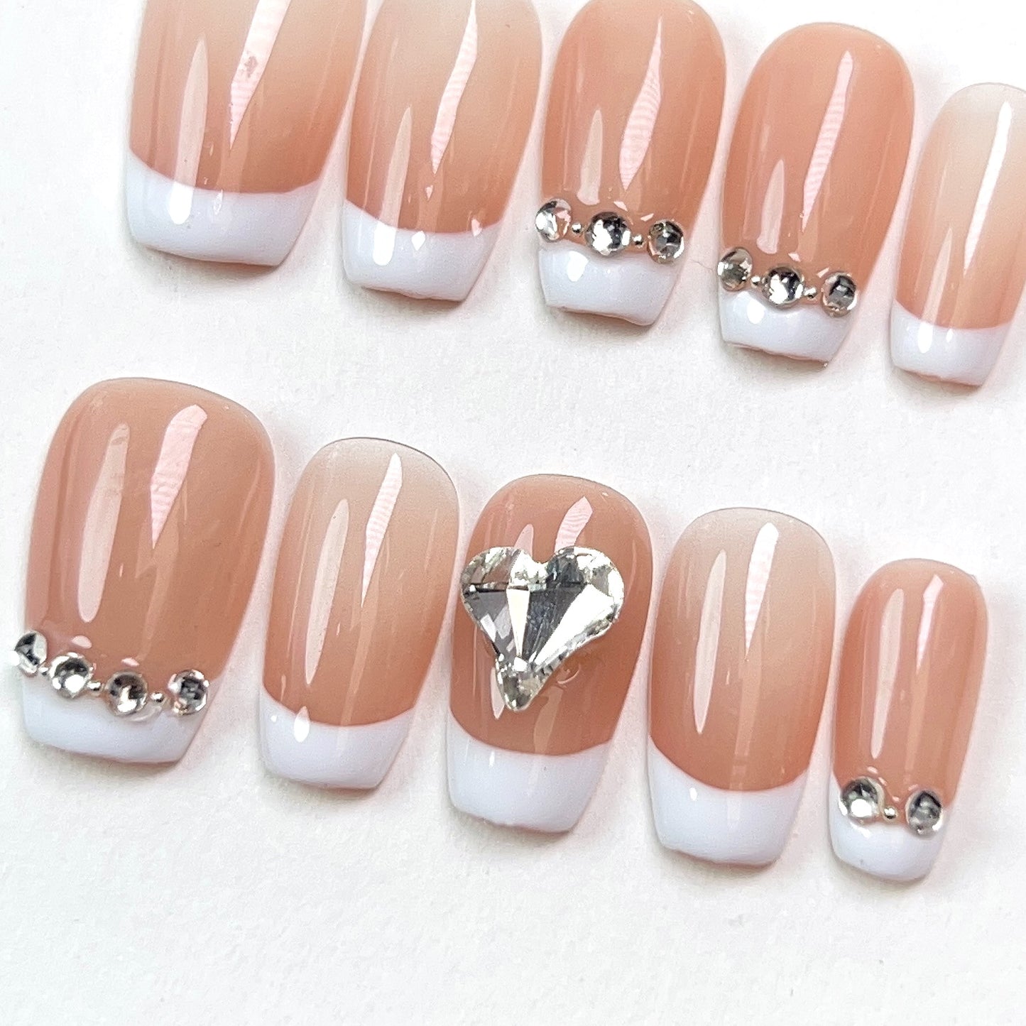 Pink And White Short Method Love Press-on Nails