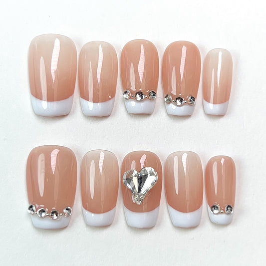 Pink And White Short Method Love Press-on Nails