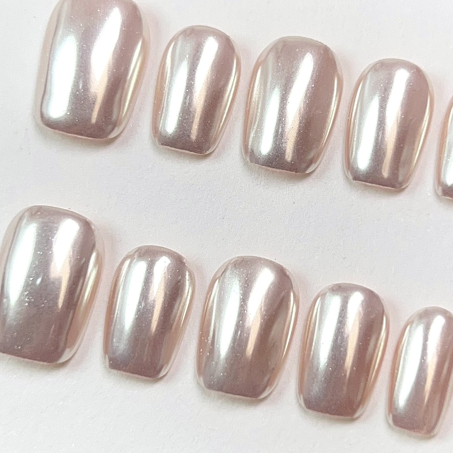 Almond Powder Short French Almond Mirror Press-on Nails