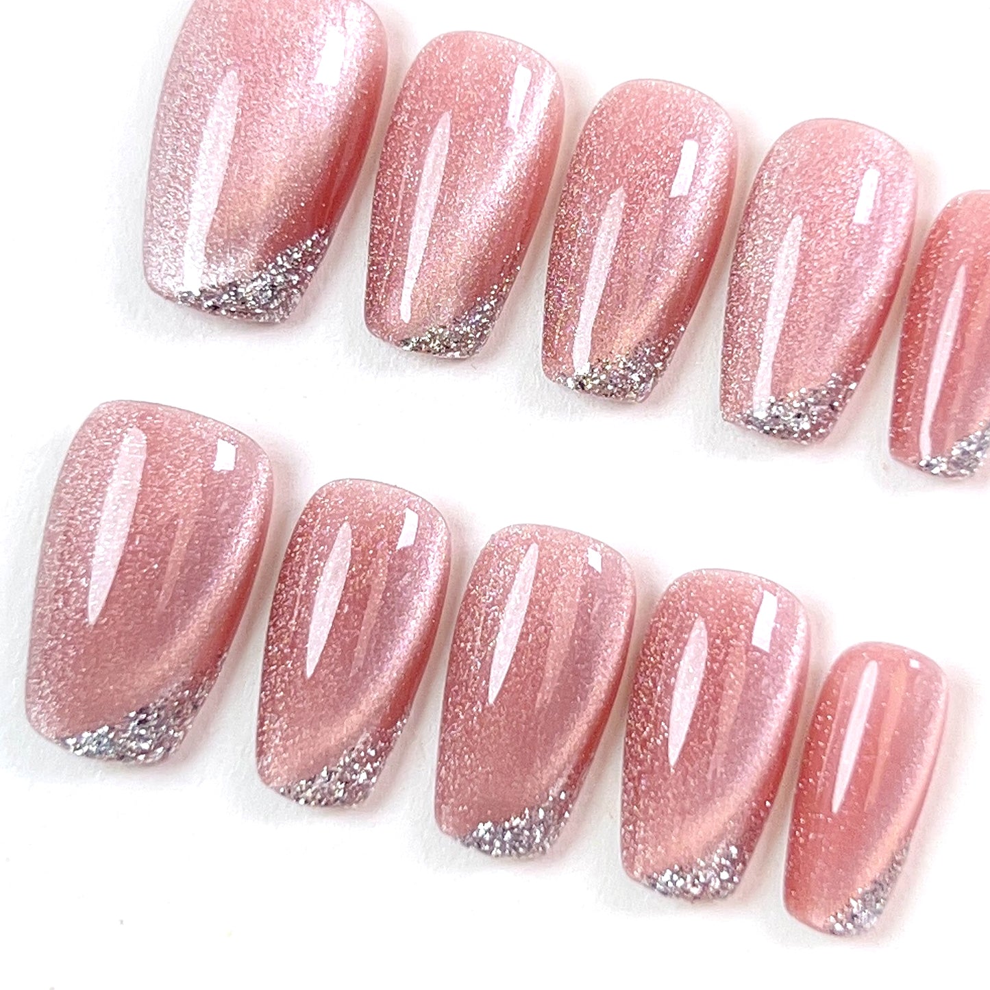 Pink Regular Cat Eye Press-on Nails