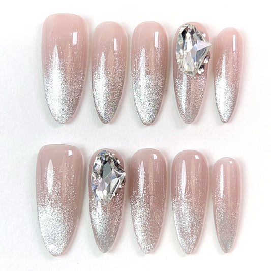 Bare Pink Mid Length Almond French SPAR Press-on Nails