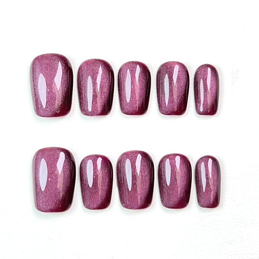 Bean Paste Short Cat Eye Press-on Nails