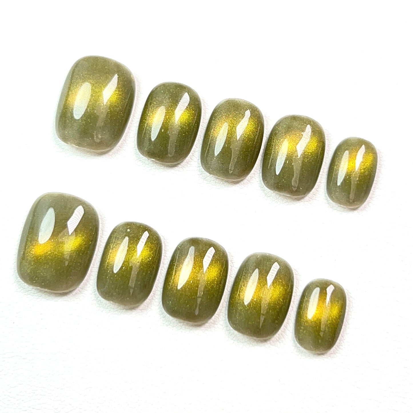 Bamboo Yellow Short Cat Eye Press-on Nails