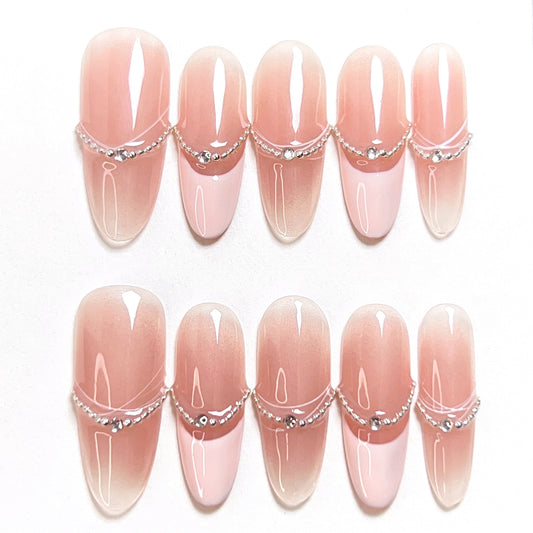 Cherry Blossom Long Bead Press-on Nails