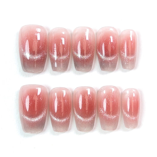 Pink Regular Cat Eye Press-on Nails