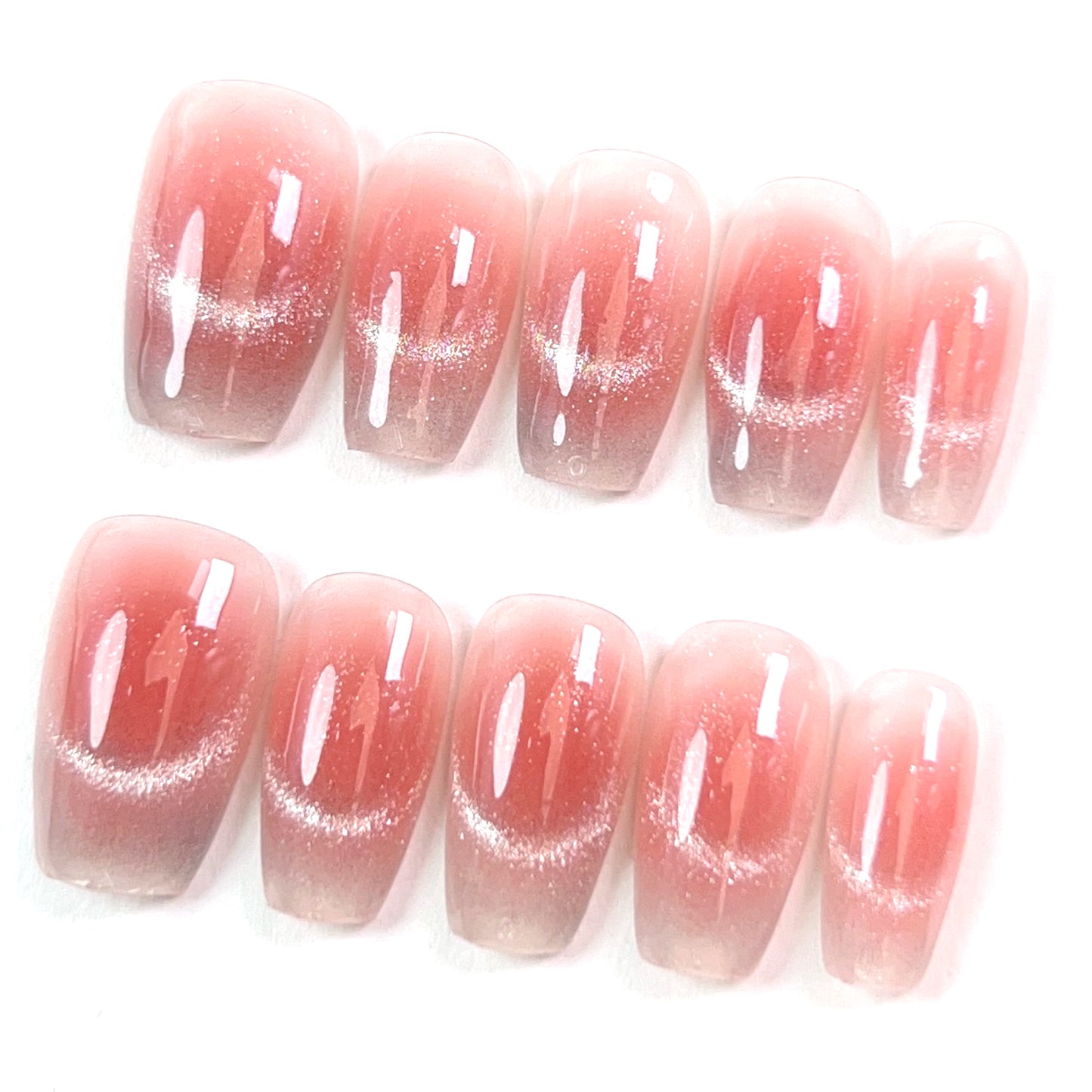 Pink Regular Cat Eye Press-on Nails