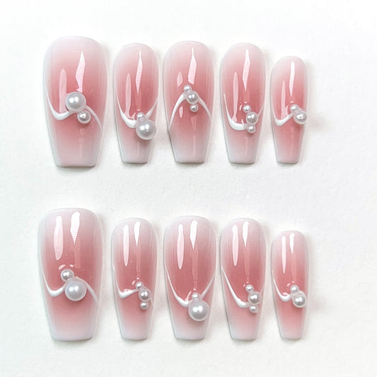 Blush Mid Length Relief With Drill Press-on Nails