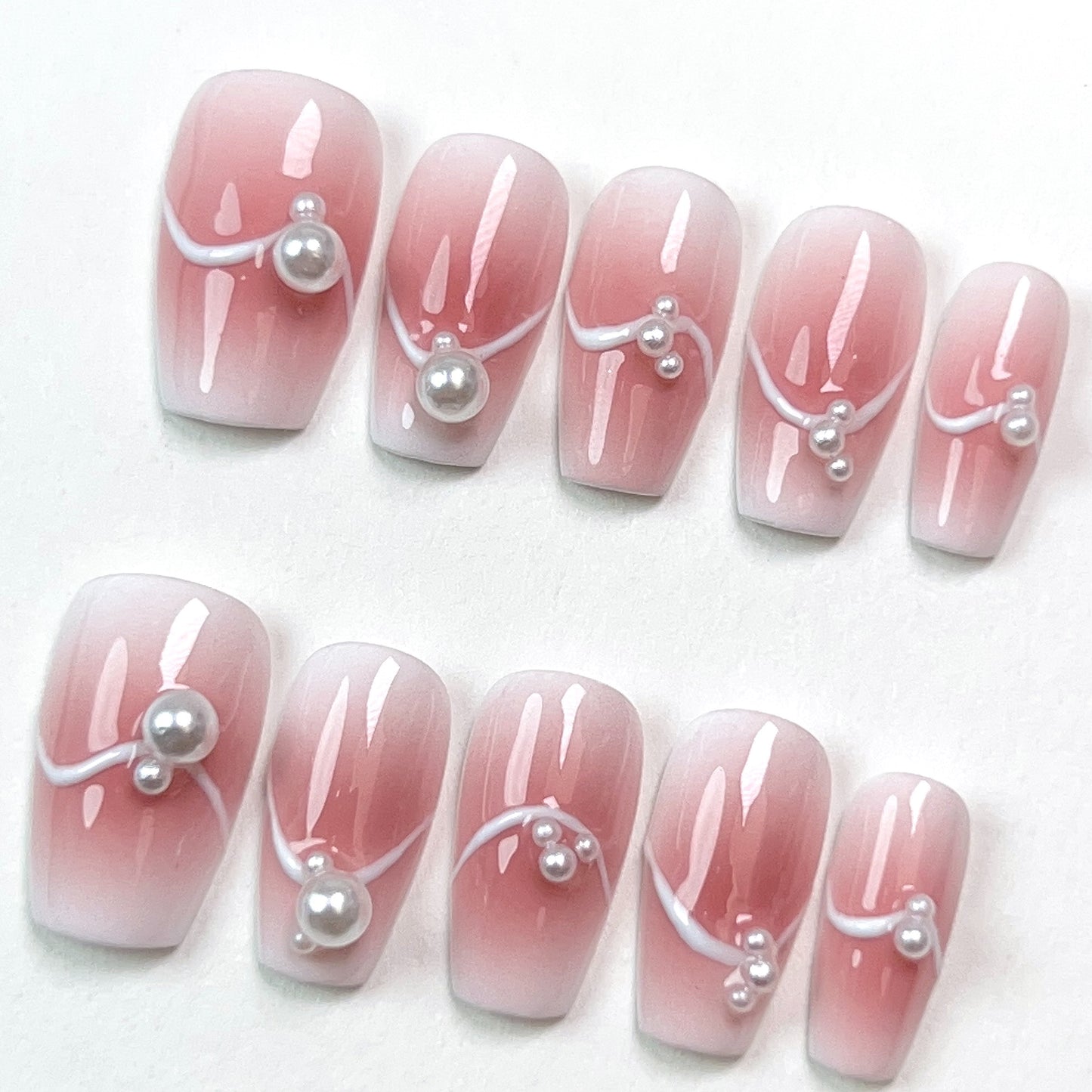 Blush Regular Relief With Diamond Press-on Nails