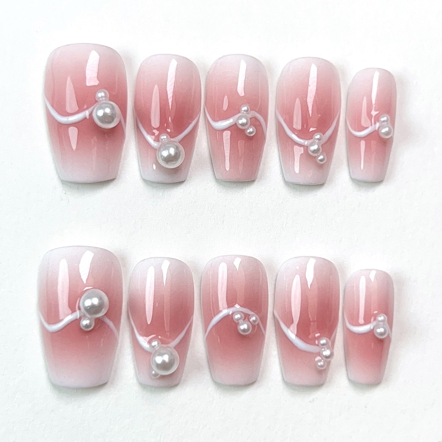 Blush Regular Relief With Diamond Press-on Nails