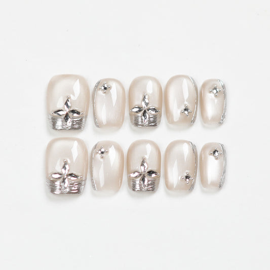 Love Scratch | Champagne Short Square Cat Eye Press-on Nails