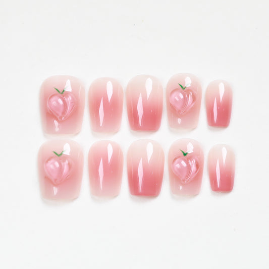 Love Scratch | Pink Short Coffin Ombre Press-on Nails