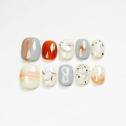 Love Scratch | Colorful Short Square Hand Painted Press-on Nails