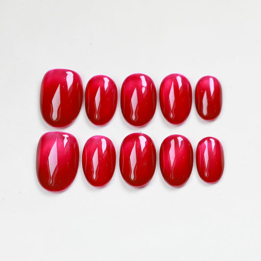 Love Scratch | Pink Short Oval Cat Eye Press-on Nails