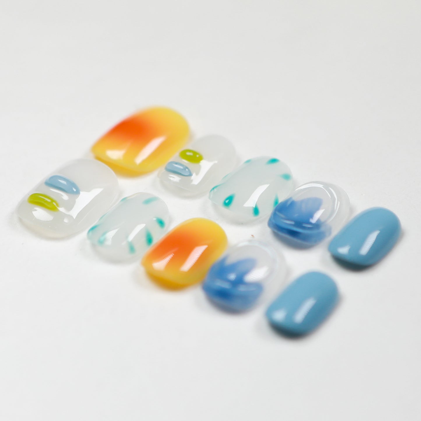 Love Scratch | Colorful Short Square Hand Painted Press-on Nails